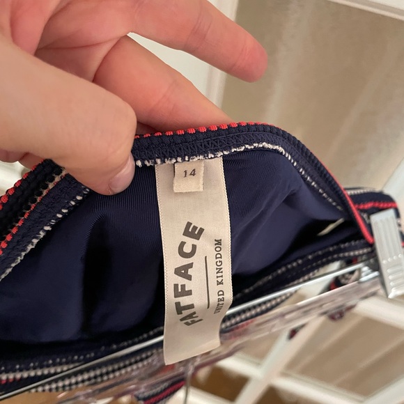 Fat Face Textured Blue Ted White Striped Bikini Set - Picture 10 of 11